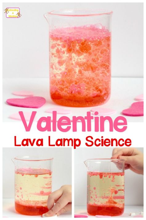 Learn about science this Valentine's Day with this fun Valentine's themed lava lamp science experiment! Kids will have a blast with this! Valentines Preschool Science Activities, February Stem Activities Elementary, February Elementary Activities, Lava Lamp Science Experiment, Valentines Science, February Stem, Creche Ideas, Valentine Science Experiments, Valentine Science