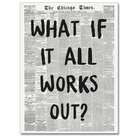 PRICES MAY VARY. 【What If It All Works Out Newspaper Wall Art Size】Inspirational Wall Art measures 12 x 16 inches (approx. 30x40 cm), Retro Newspaper Print poster decoration painting does not include frame. There are 1cm white border on both sides of the poster, making it easy to DIY any frame that suits the style of the decorative space. You can cut it off if you don't need it. Does not affect the product itself. 【Positive wall art Print】: Stylish and beautiful Newspaper canvas wall art adopts Retro Newspaper, Newspaper Canvas, Newspaper Wall, Motivation Poster, Apartment Bedroom Decor, Vintage Newspaper, Aesthetic Poster, Retro Typography, Newspaper Printing