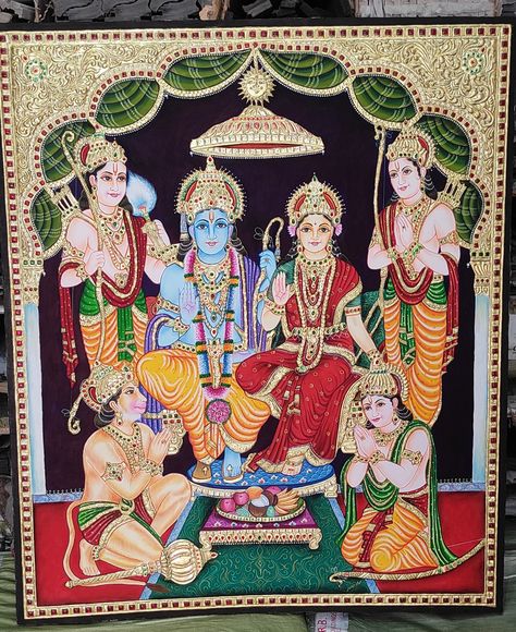 Ramdarbar Paintings, Tanjore Paintings, Kerala Mural Painting, Mata Ji, Devi Temple, Vishnu Ji, Krishna And Radha, Pooja Room Design, Tanjore Painting