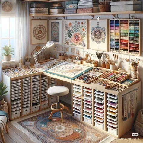 Organized Art Studio, Cosy Art Studio, Cozy Hobby Room, Home Art Studios, Dream Art Room, Rangement Art, Corporate Lawyer, Artist Desk, Architectural History