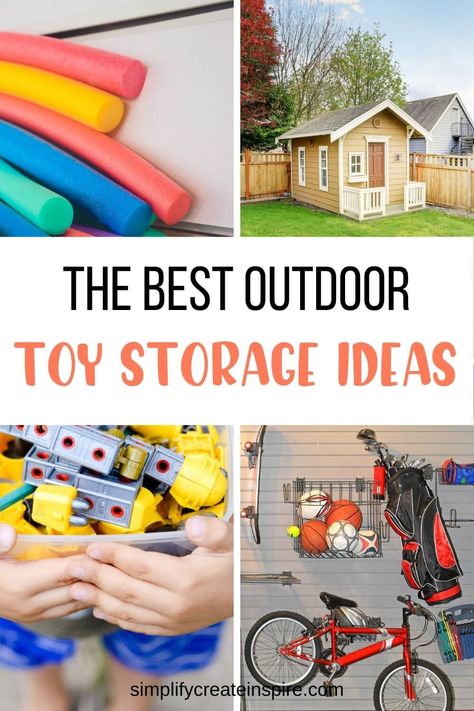 Do you have a lot of outdoor toys scattering your backyard? If so, it can be tough to find a place to store them all! Storage for outdoor toys is a must for any family with kids. Find some of the best outdoor toy storage ideas for your backyard, plus bonus tips on how to keep your backyard clutter-free. These backyard toy storage ideas will keep your yard tidy and fun for kids. Outdoor pool toy storage and storage for outdoor toys. Backyard Toy Storage, Pool Toy Storage Ideas, Outdoor Toy Storage Ideas, Home Organisation Tips, Pool Toy Storage, Outdoor Toy Storage, Best Outdoor Toys, Toy Storage Shelves, Toy Storage Ideas