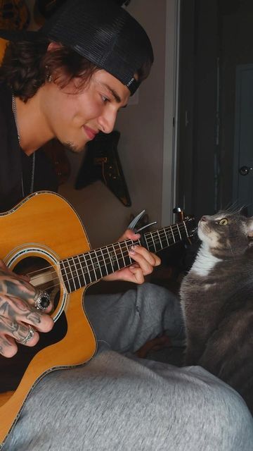 Jon Dretto, Make Happy, Cute Gif, Acoustic Guitar, Cats Of Instagram, Cute Cats, Guitar, Kitty, On Instagram