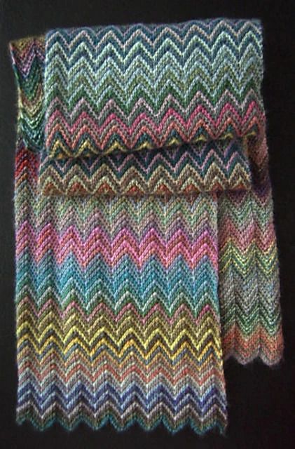 Knit a Colorful ZickZack Scarf Designed by Christy Kamm | KnitHacker Ravelry Knitting, Fiber Crafts, Poncho Crochet, Style Scarf, Lang Yarns, Chale Crochet, Wrap Scarf, Shawl Wrap, Knitting Ideas