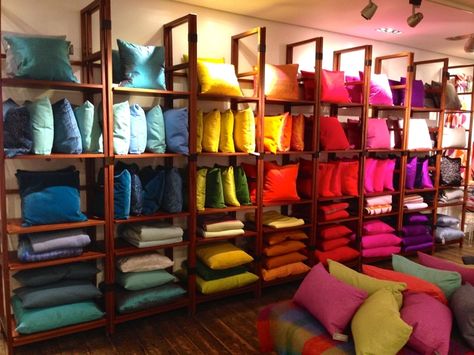 HEAL'S,London,England,"Color Blocking the Cushions.....Perfect", photo by TWO Visual,pinned by Ton van derr Veer Home Interior Bathroom, Store Shelves Design, Adorable Home, Interior Bathroom, Home Remodeling Diy, Showroom Interior Design, Decoration Styles, Floor Remodel, Victorian Decor