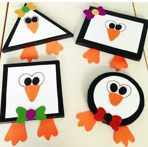 Shapes craft ideas for preschoolers » penguin-shape-craft Penguin Craft Preschool, Penguin Crafts Preschool, Paper Cup Crafts, Winter Crafts Preschool, Preschool Designs, Arts And Crafts Interiors, Craft Preschool, Pinecone Crafts, Penguin Crafts