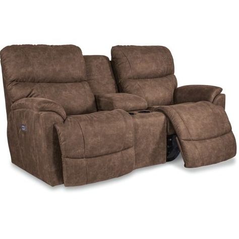 Trouper Power Reclining Loveseat w/ Headrest & Console | La-Z-Boy Boys Furniture, Loveseat Recliners, Old Bookcase, Power Reclining Loveseat, Reclining Loveseat, Traditional Sofa, La Z Boy, Rolled Arm Sofa, Convertible Sofa