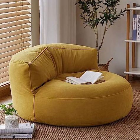 Accent Room, Seating Living Room, Floor Seating Living Room, Room Yellow, Bean Bag Cover, Creative Room, Coffee Table With Shelf, Bean Bag Sofa, Yellow Living Room