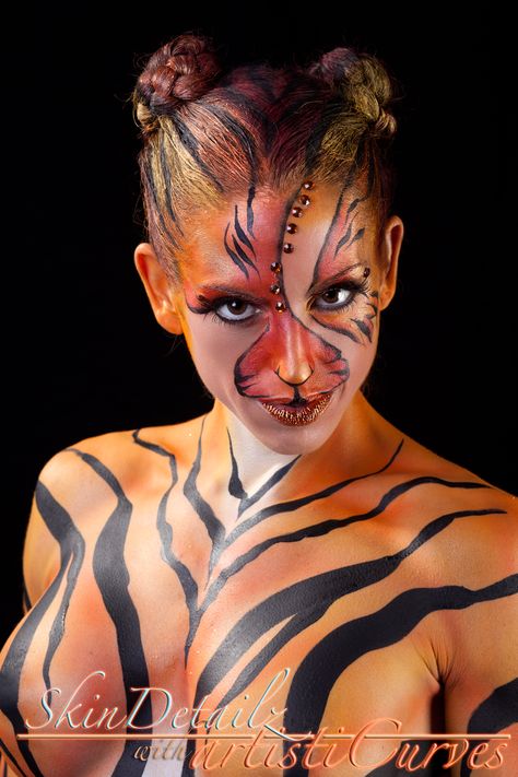 Body Painting Ideas For Beginners, Tiger Body, Tiger Cat, Painting Ideas For Beginners, Cat Body, Beginner Painting, Body Painting, Beautiful Paintings, Painting Inspiration