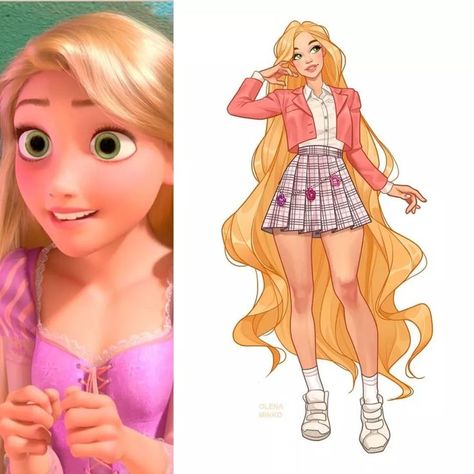 Modern Rapunzel, Rapunzel Drawing, Disney Princess Challenge, Disney Character Drawings, Princesas Disney Anime, Modern Disney Characters, Disney Themed Outfits, Disney Princess Artwork, Disney Princess Fan Art