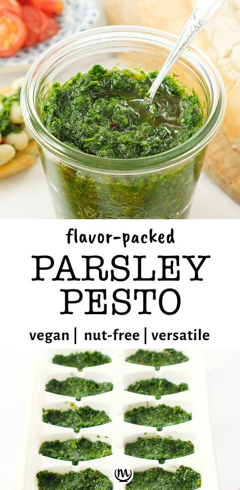 Pesto Cavatappi, Curly Pasta, Parsley Recipes, Parsley Pesto, Basil Pesto Sauce, Salsa Recipes, Vegan Parmesan Cheese, Vegan Pesto, How To Make Pesto