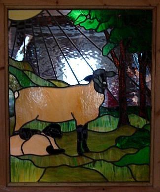 Sheep Tiffany Stained Glass Windows, Painted Glass Art, Making Stained Glass, Tiffany Stained Glass, Glass Bottles Art, Felt Embroidery, Glass Work, Stained Glass Panel, A Sheep