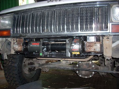 [XJ] Winch behind original bumper - JeepForum.com Jeep Cherokee Accessories, Diy Bumper, Diy Jeep, Jeep Xj Mods, Jeep Bumpers, Automotive Solutions, Jeep Camping, Jeep Mods, Jeep Ideas