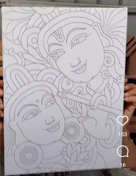 Kerala Mural Painting Outline, Mural Painting Outline, Mural Painting Outline Sketches, Simple Kerala Mural Painting Sketch, Kerala Mural Painting Outline Sketches, Outline Sketches, Kalamkari Art, Mural Art Design, Buddhist Art Drawing