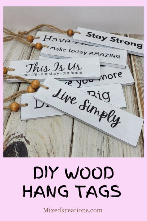 Wood Tags Diy, Diy Hang Tags, Hanging Coat Rack, Porch Sitting, Farmhouse Door, Diy Tote, Door Tags, Labels Diy, Wood Tags