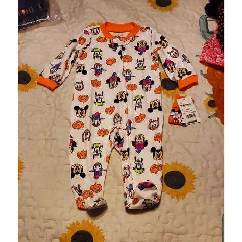 New With Tags Disney Unisex Sleeper Full Zip With Footies Poms Size 3-6 Mths Cotton Orange White, Color Orange, Pom Pom, Kids Shop, One Piece, Halloween, Orange, Tags