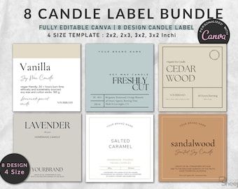 Editable Candle Branding Kit Template, Candle Making Kit, Candle Business Bundle, DIY Candle Label Template, Soy Wax Candle Branding Labels - Etsy Austrália Sticker Small Business, Candle Label Design, Candle Labels Printable, Diy Candle Labels, Custom Candle Labels, Candle Labels Design, Candle Label Template, Labels Design, Modern Candle