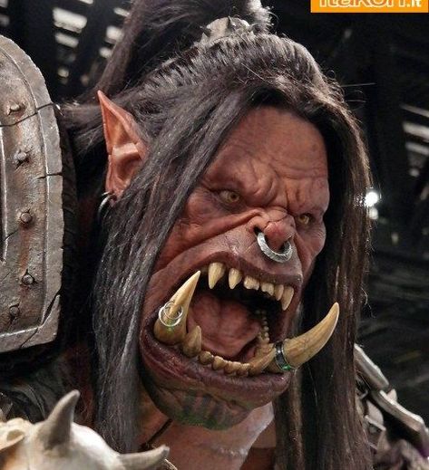 Orc Teeth, Warcraft Orc, Film Character, Lip Piercings, Character References, Lip Piercing, World Of Warcraft, Fantasy World, Scream