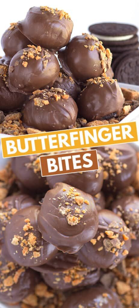 Butterfinger Bites, Butterfinger Recipes, Chocolate Candy Recipes, Croquembouche, Recipes Chocolate, Bite Size Desserts, Candy Recipes Homemade, Christmas Candy Recipes, Easy No Bake