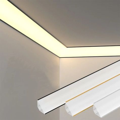 Led Corner Light, Corner Profile Light, Corner Led Light, Store Counter Design, Corner Light, Corner Lighting, Simple Ceiling Design, Futuristic Home, Corner Decor