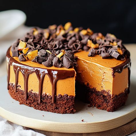 Pumpkin Chocolate Mousse Cake: Decadent Fall Dessert Recipe Pumpkin Chocolate Desserts, Pumpkin And Chocolate Desserts, Pumpkin Chocolate Mousse, Pumpkin Mousse Cake, Chocolate Fall Desserts, Chocolate Pumpkin Desserts, Pumpkin Chocolate Cake, Pumpkin Sweets, Layered Pumpkin Dessert