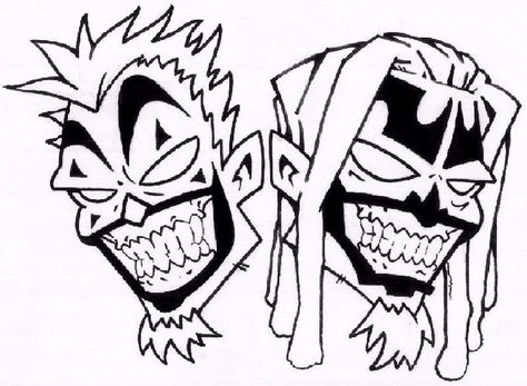 . Juggalo Icp Coloring Pages, Juggalo Tattoos, Tattoo In Ear, Juggalo Art, Man Tattoo, Cartoon Tattoo, Clown Posse, Insane Clown Posse, Insane Clown