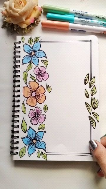 Plant Book Cover Design, Front Page Design For Telugu Project, Floral Border Design For Project, Flower Border Design For Project, Assignment Decoration, Name Page Design For Project, Flower Border Drawing, Dairy Decoration, Simple Border Designs