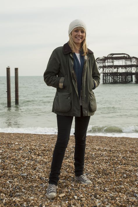 from barbourpeople: "We spotted Alli in Brighton and thought she looked great in her Beadell Wax Jacket. Perfect for walks along the beach on a chilly day!" via thornproof.tumblr.com Barbour Jacket Women Outfit, Barbour Outfit, Barbour People, Barbour Jacket Women, Barbour Beadnell, Waxed Canvas Jacket, Barbour Bedale, Barbour Quilted Jacket, Barbour Wax Jacket