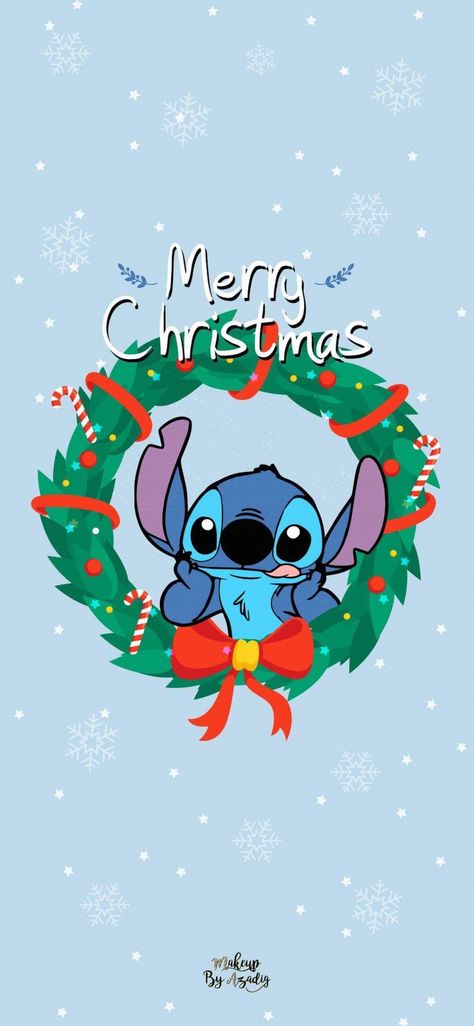 Disney Stitch Christmas, Christmas Wallpaper Iphone, Stitch Christmas, Disney Stitch, Christmas Wallpaper, Wallpaper Iphone, Christmas Card, Wreath, Iphone