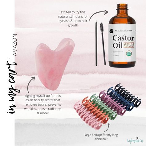 castor oil, gua sha, and claw clips for a little beauty self care moment 💕 @shopLTK Beauty Self Care, Amazon Cart, Remove Toxins, Prevent Wrinkles, Claw Clips, Gua Sha, Usda Organic, Castor Oil, Beauty Secrets