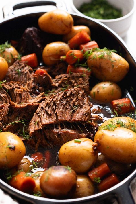 Instant Pot Sirloin Tip Roast - iFoodReal.com Sirloin Tip Roast Stew, Beef Sirloin Tip Roast Recipes Instant Pot, Instant Pot Sirloin Tip Roast, Crockpot Sirloin Tip Roast, Sirloin Tip Roast Instant Pot, Roast With Potatoes And Carrots, Healthy Mashed Potatoes, Tip Roast, Instant Pot Pot Roast