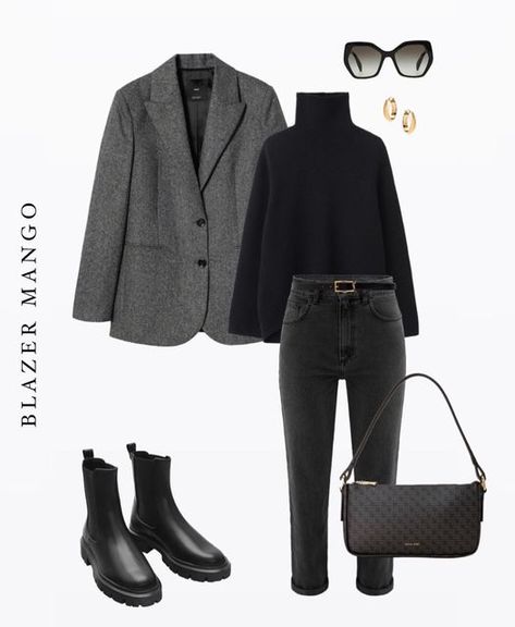 Moda Fashion Zara Beauty on Instagram: "➡️➡️➡️. Blazer @mango Ref. 37037751-BLAKE-LM #wooljacket #woolblazer #blazer #mangostyle #mangowoman #mangooutfits #greycoat #basiccolors #basiccollection #effortlesschic #effortlesslychic #basicoutfit #basicstyle #casualoutfit #casualfashion #zarafashion #zarastyle #zaraoutfit #zaraoutfits #zaraoutfitsdaily #zarawoman #zarawomen #zaraworld #mangowoman #fallfashion #fallstyle #falllooks #mangolook #basiclook" Zara Beauty, Neat Casual Outfits, Mum Fashion, Zara Outfit, Transition Outfits, Zara Fashion, Classy Work Outfits, Grey Outfit, Casual Winter Outfits