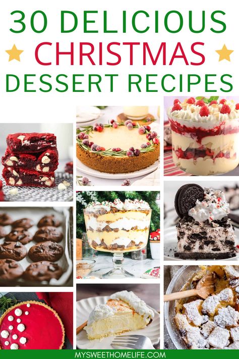 Taste the magic of the season with these delightful Christmas desserts. Perfect for family gatherings and cozy holiday nights, these sweet treats are sure to sprinkle your festivities with joy and cheer. Christmas Bakery Menu Ideas, Individual Christmas Desserts, Christmas Desert Recipes, Holiday Recipes Christmas Desserts, Christmas Dessert Ideas, Easy Christmas Cake Recipe, Cooking Christmas, Christmas Yummies, Delicious Christmas Desserts