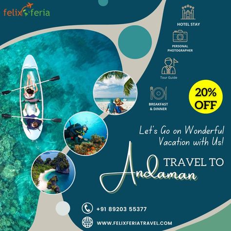 If you want to explore the beauty of Andaman and Nicobar Island, our tour packages are the perfect way to do it. Our packages are designed to give you the best experience possible, and our prices are very competitive. We can also customize a package to suit your needs and budget. Andaman and Nicobar Island is a beautiful place, and we want to help you see it in all its glory. Contact us today to book your tour. Note: Contact with Us Call Now: +91 89203 55377 Gmail: info@felixferiatravel.com Andaman And Nicobar Island, Andaman Tour, Port Blair, Travel Creative, Andaman And Nicobar Islands, Luxury Honeymoon, Honeymoon Tour, Family Tour, Dinner Cruise