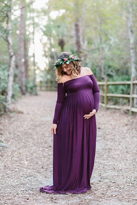 Rustic Flower Crown Maternity Session in Jupiter Florida Purple Maternity Dress Photoshoot, Maternity Dress Photoshoot, Purple Maternity Dress, Beach Photography Family, Purple Gown, Jupiter Florida, Purple Gowns, Maternity Dresses For Photoshoot, Rustic Flower