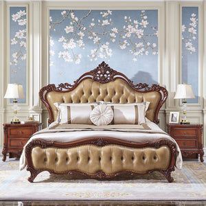 Luxury French Beds Australia | King & Queen Size Frames – Grand Living Shop luxury French Beds online from Grand Living. We additionally stock an extensive range of other French Provincial furniture in beautiful designs. Shop today! Bilik Tidur Mewah, Bedroom Furniture Uk, Reka Bentuk Bilik Tidur, Brown Headboard, Hiasan Bilik Tidur, Luxury Furniture Sofa, French Bed, Wooden Bed Design, Modern Luxury Bedroom