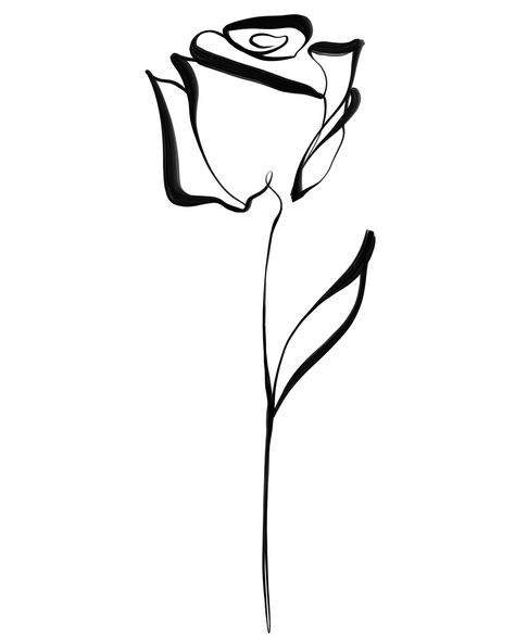 Art Deco Rose Tattoo, Rose Tattoo Line, Rose Line Drawing, Line Art Rose, Line Drawing Images, Tattoo Line Art, Simple Rose Tattoo, Line Drawing Tattoos, Rose Line Art