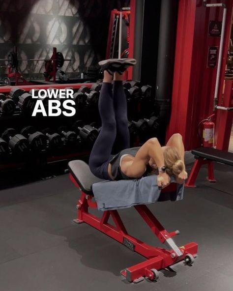 Alexa🫧 on Instagram: "And why I love doing abs on the bench so much? 🫠 It’s just so convenient Doing abs on an incline bench is a game changer! Try this out to light up your core on fire! You can modify these exercises by doing them on the floor Take minimal to no rest between exercises but rest between rounds. 1. Leg raises 2. Leg raises with hip lift 3. Scissors 4. Reverse crunch 10 reps of each for 4 rounds" Incline Bench, Reverse Crunches, Hip Lifts, Leg Raises, Game Changer, Light Up, Bench, Canning, Instagram