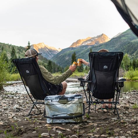 Camping Chair Aesthetic, Comfortable Outdoor Chairs, Tequila Soda, Camping Couple, Couple Camping, Aesthetic Camping, Camping Pics, Portable Camping Chair, High Back Armchair