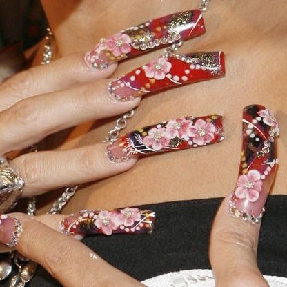 Mcbling Trashy Y2k Nails, Red Mcbling, Ivy Queen Nails, Mc Bling Makeup, Mcbling Christmas Nails, Pink Mcbling Nails, Queen Nails, Nails Inspiration, Diamond Bracelet