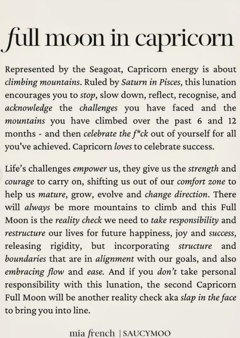 Full Moon In Capricorn, Moon Capricorn, Moon In Capricorn, Capricorn Love, Capricorn Moon, June 2024, Life Challenges, Moon Phases, Full Moon