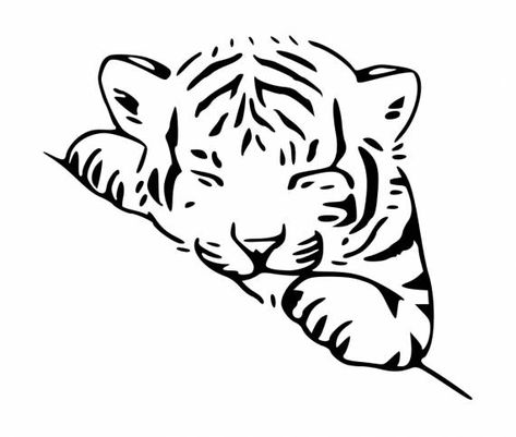 Tiger Tattoo Small, Tiger Outline, Zwilling Tattoo, Tiger Silhouette, Tattoo Png, Pola Tato, Tiger Drawing, Brushes Procreate, Tiger Cub