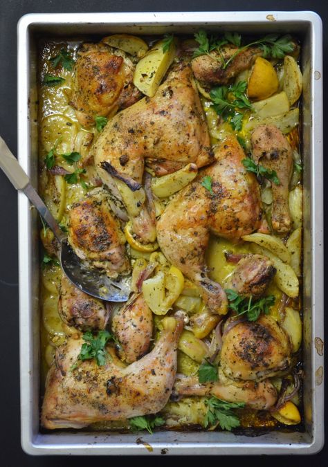 Chicken And Potato Recipes, Mediterranean Diet Chicken, Greek Chicken And Potatoes, Baked Greek Chicken, Chicken And Potato, Greek Chicken Recipes, Chicken And Potatoes, Greek Cooking, Duck Recipes