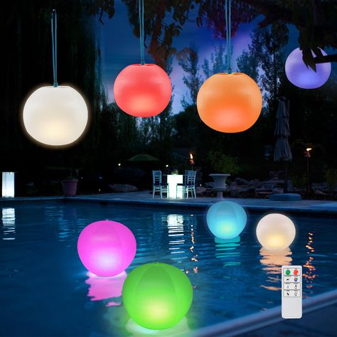 PRICES MAY VARY. [Exterior Design]: Pool lights that float surface white texture. Floating pool lights provide safe lighting and elegant decoration for your garden lawn patio balcony pool. Globe lamp light is soft and more space-saving. pool floating lights can be DIY graffiti by yourself according to your preference. The floating lights can accompany you every good time. [Multiple Lighting Modes]: Sphere lamp with RGB color light gradient function, floating lights for pool can choose your favor Lights For Pool, Outdoor Globe Lights, Beach Party Decor, Light Gradient, Floating Pool Lights, Diy Graffiti, Sphere Lamp, Balcony Pool, Orb Light