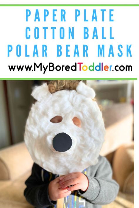 Paper Plate Cotton Ball Polar Bear Mask: Learn about polar bears with this fun paper plate cotton wool polar bear mask. Polar Bear Mask, Winter Activities For Toddlers, Turtle Crafts, Bear Mask, Easy Toddler Activities, Fun Activities For Toddlers, Early Childhood Teacher, Cute Mask, Toddler Activity