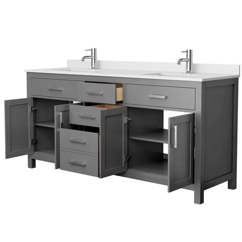 Wyndham Collection Beckett 72" Double Bathroom Vanity Set |$1549. Wayfair Cultured Marble Vanity Top, Wood Sink, Elegant Vanity, Double Bath, Bathroom Necessities, Basin Cabinet, Square Sink, Double Vanity Bathroom, Double Sink Bathroom