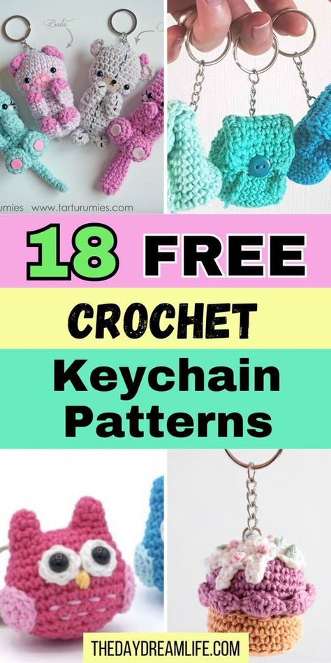 Looking for adorable crochet keychain patterns? Check out these 18 free crochet keychain patterns, including amigurumi patterns and small keychain crochet designs perfect for beginners. These mini crochet patterns are great for creating cute crochet gifts and are quick crochet projects. Whether you're making a crochet gift or looking for small crochet gifts free patterns, you'll find plenty of crochet keychains patterns free to inspire your next project. Mini Crochet Patterns, Cute Crochet Gifts, Free Crochet Keychain, Crochet Keychain Patterns, Crochet Keyring Free Pattern, Cute Crochet Patterns, Small Crochet Gifts, Knitting Patterns Free Dog, Keychain Patterns