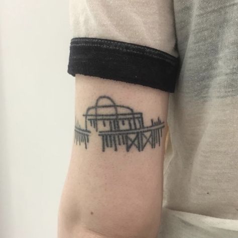 Tattoo of the west pier in Brighton by @european.son.420 Brighton West Pier Tattoo, Pier Tattoo, Brighton Tattoo, Tattoo Prices, Tattoo For Son, New Brighton, Tattoo Parlors, Tattoo Images, Simple Tattoos