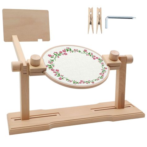 PRICES MAY VARY. 【UPGRADED EMBROIDERY FRAME STAND】: The set comes with 1 wood lap frame, 1 step-by-step installation instruction, 2 clips and 1 screwdriver ( the hoop is not included).This embroidery holder has a splint. You can clip the reference drawing to the drawing board. This design could help you complete your work efficiently. An ideal choice for embroidery enthusiasts and all skill levels. 【SOLID BEECH WOOD STAND】: The rotatable embroidery lap stand is made of selective beech wood which Embroidery Hoop Stand, Embroidery Stand, Wood Embroidery, Embroidery Frame, Wood Grain Texture, Reference Drawing, Needlework Embroidery, Frame Stand, Drawing Board