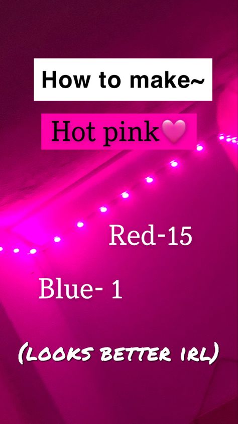 How To Make Hot Pink Led Lights, Led Colors For Sleep, Led Lights Bedroom Aesthetic Pink, How To Make Led Colors, Led Light Custom Colors, Hot Pink Led Lights, Led Color Combos, Led Light Combos, Led Lights Combinations