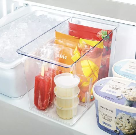 Under $20: Clever Fridge Organizers Inspired by Kris Jenner - Poosh Freezer Storage Bins, Prevent Food Waste, Clear Storage Bins, Clear Bins, Freezer Organization, Freezer Storage, Refrigerator Organization, Refrigerator Storage, Cookies N Cream Cookies